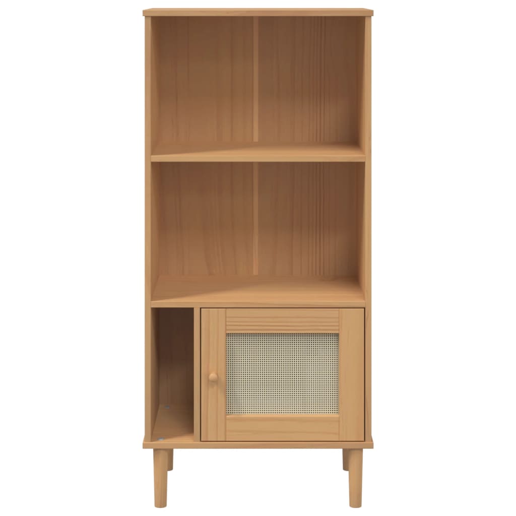 Bookshelf SENJA Rattan Look Brown 60x35x130 cm Pine Wood