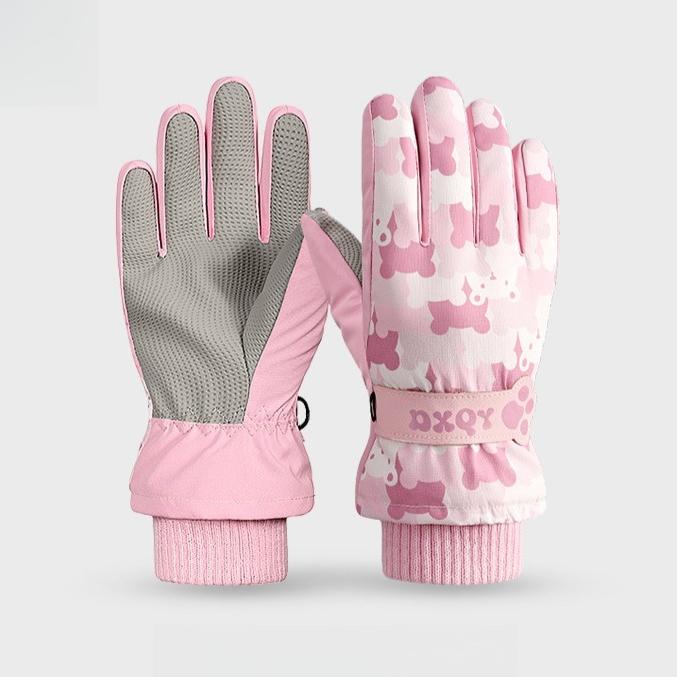 Детские водонепроницаемые зимние теплые перчатки-варежки для сноуборда для мальчиков и девочек, нескользящие термоперчатки для игр в снегу и катания на коньках