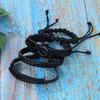 Fashion Multilayer Black Bead Braided Rope Leather Bracelet Alloy 8 Word Male Bracelet Jewelry Gift