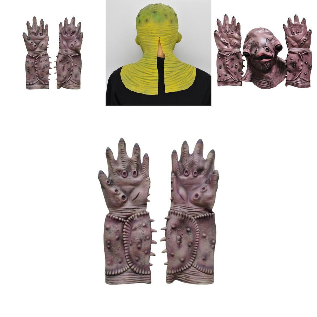 Маска латексного монстра-рыбы на Хэллоуин с перчатками для костюмированной ролевой игры и хоррор-мероприятий