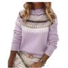 Winter Round Neck Color Blocked Loose Fashion Pullover Knitted Sweater Top For Women