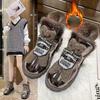 Fashion Short Barrel Snow Boots Woman Low Winter 2024 Furry Silver Footwear Leather and Fur Ankle Booties Shoes for Women Flat Elegant