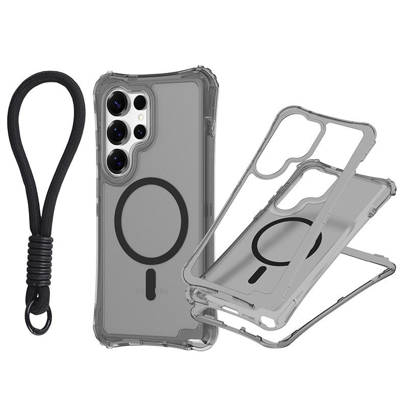 Магнитный чехол-накладка три-в-одном для мобильного телефона Samsung S25 ULTRA с ремешком, приятный на ощупь