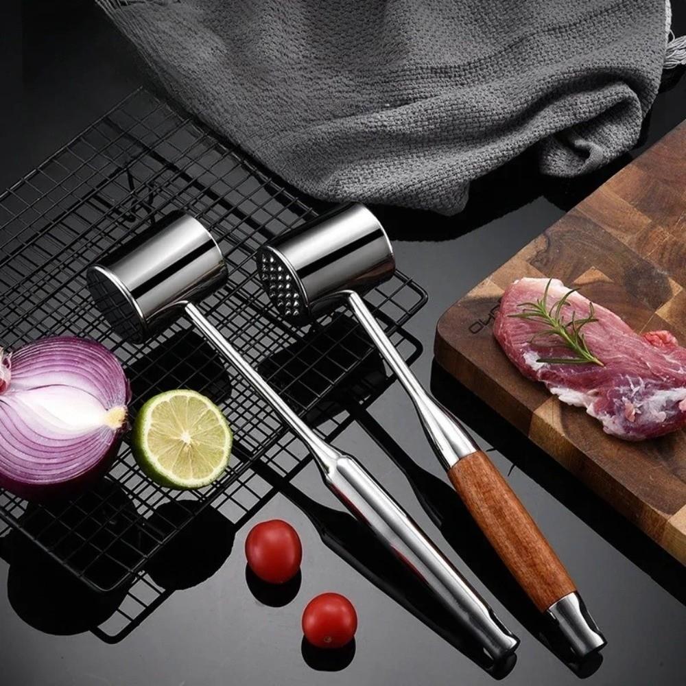 Double-side Meat Hammer Stainless Steel Steak Mallet Kitchen Beef Hitting Tool  Meat Preparation