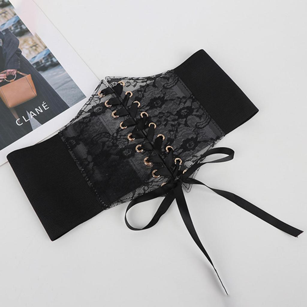 Модный женский пояс-корсет на талию с цветочной вышивкой, эластичный пояс, широкий кружевной, утягивающий, кушаки