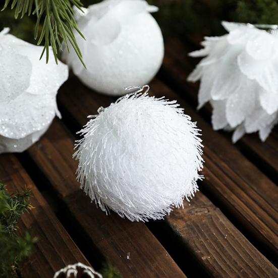 8 см Белый Пенопластовый Рождественский Шар Орнамент Снежное Праздничное Украшение Легкий Блестящий Подвесной Кулон на Елку для Дома Новый Год
