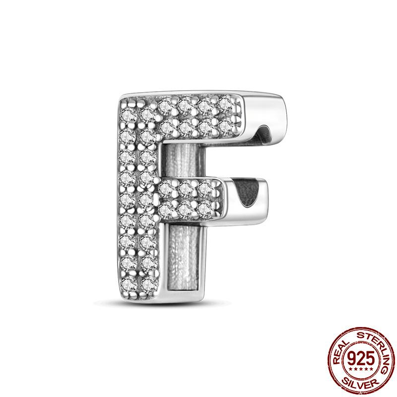 Silver 925 Charms Original Fit Original Bracele Silver Classic 26 Letters Beads Diy Charm For Women Jewelry