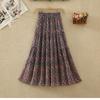 DX~~ Ethnic Chiffon Floral Skirt Women's Summer New High-waisted Cover Thin Print Stitched Large Swing A-line Skirt