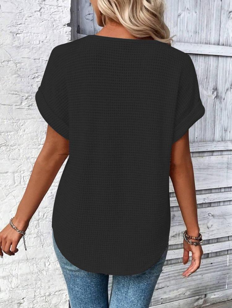 Весна Лето Женская Мода Футболка Европейский Американский Модный Коллекция Короткий Рукав Кружевная Отделка