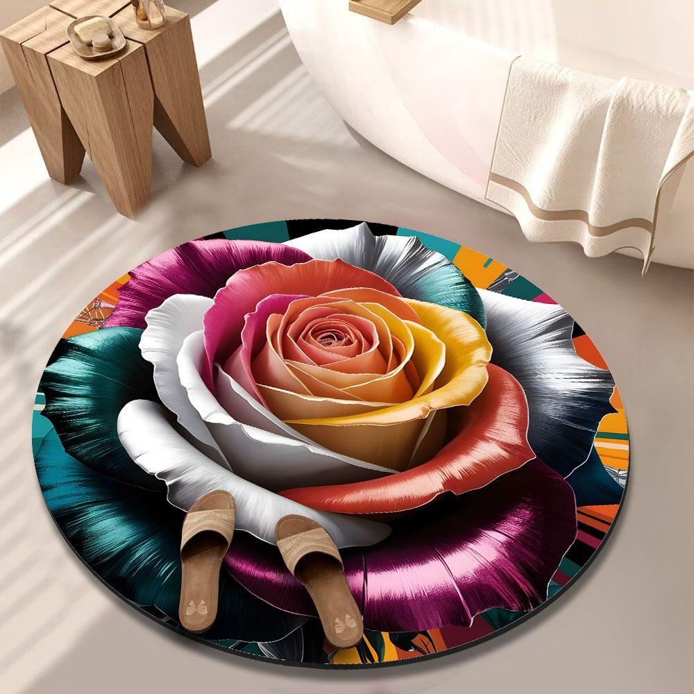 Нескользящий коврик для пола «Пион» специальной формы, коврик для пола в ванную комнату для гостиной, чайного столика, прикроватный