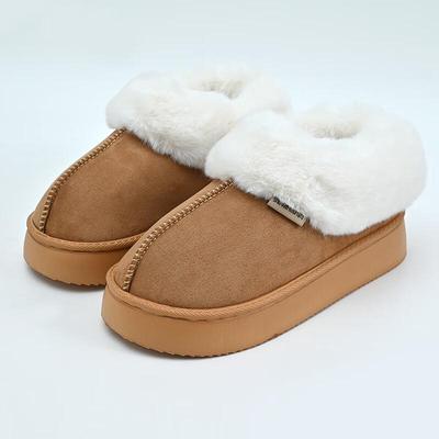 Женские зимние теплые туфли на полном каблуке