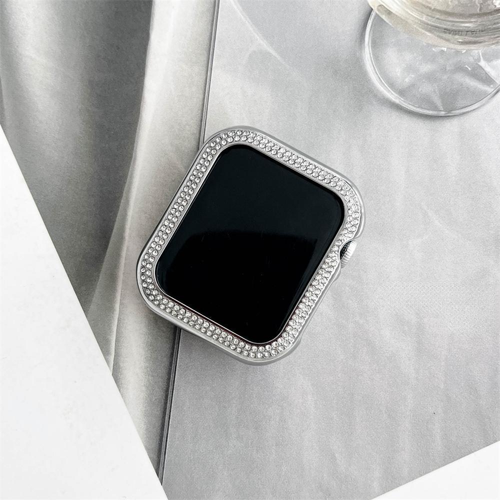 Металлический бампер с бриллиантами, защитный чехол для Apple Watch, 40 мм, 44 мм, рамка для iWatch 4, 5, 6 SE, 7, 8, 9, 41 мм, 45 мм, чехол для часов