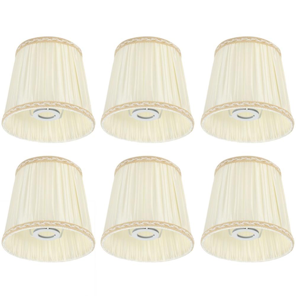6PCS Cloth Fabric Lampshade Beige Color Pleated Lamp Shades Decorative Small Lamp Shade  Table Lamps
