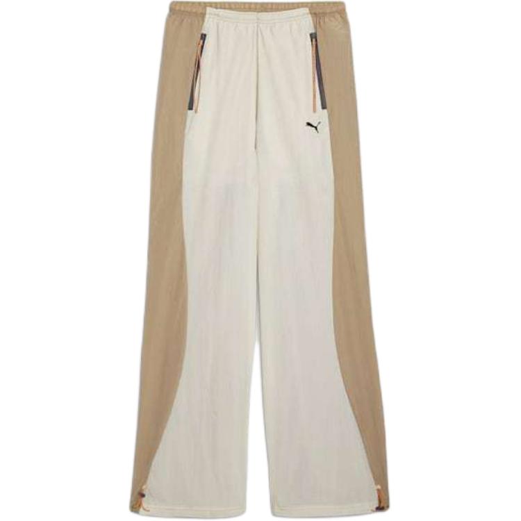Puma Dare To Dare To Color Block Wide Leg Comfortable Breathable Casual Pants Women Bottoms Beige Khaki 626647-87
