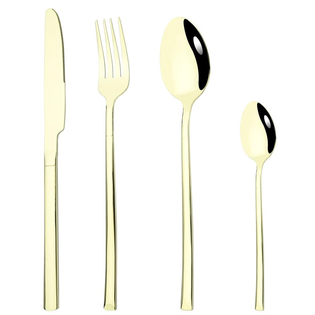 4Pcs Black Gold Cutlery Set Knives Fork Spoon Dinner Tableware Stainless Steel Dinnerware Party Kitchen Flatware Silverware Set