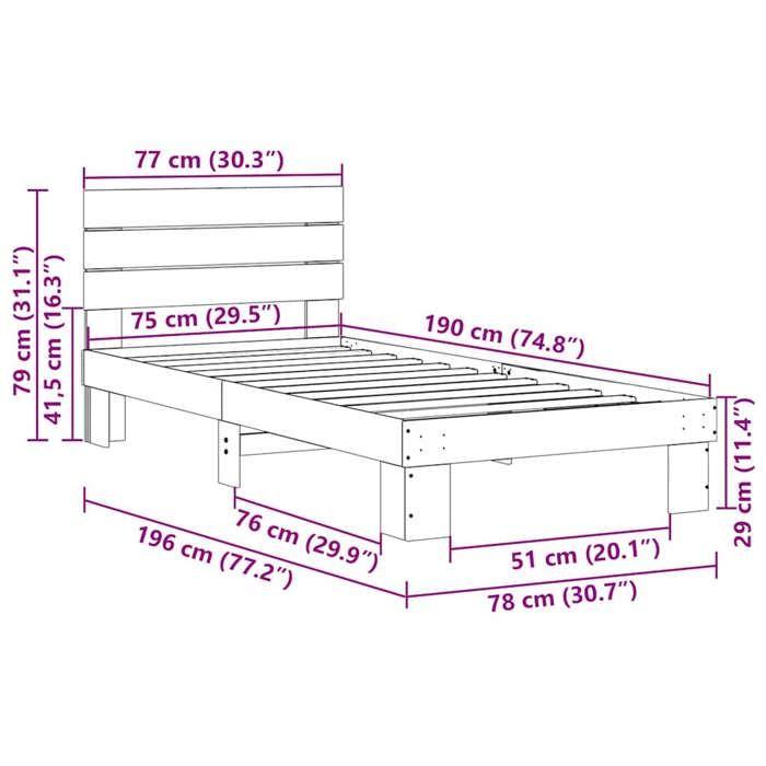 VidaXL Bed Frame with Headboard Without Mattress 75 X 190 Cm 3315727
