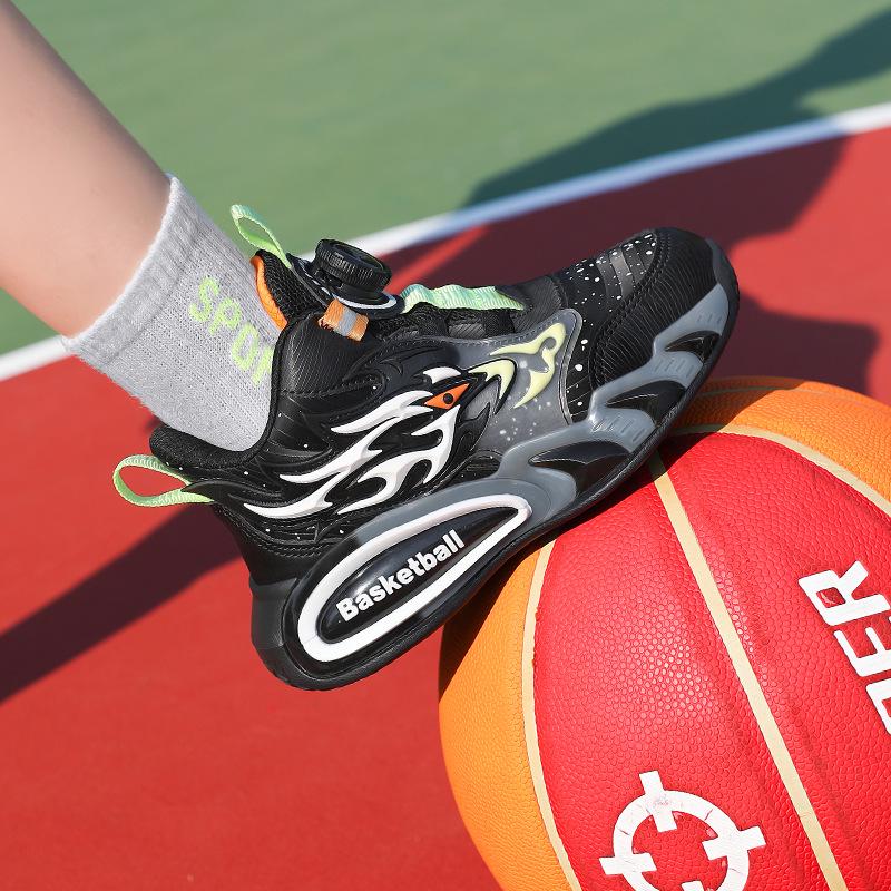 Трендовые кожаные баскетбольные кроссовки для мальчиков Осень/Зима 2025 - Прочные, Нескользящие, Мягкая подошва для детей