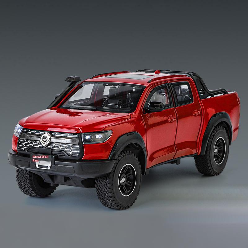 1:24 Great Wall Motor POER Pickup Alloy Diecast Off-road Vehicles Car Model Outdoor Display Collection Ornaments Birthday Gifts