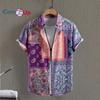 Мужская рубашка с коротким рукавом, в стиле пэчворк с кешью и орехами, в стиле ретро на Ближнем Востоке, повседневная, летняя, новая коллекция 2025 года.