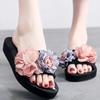 Fashion Flowers Slippers Women Platform Shoes Summer Wedges Fresh 2025 Korean New Beach Flip Flops Anti-skid Sweet Girls Slides Casual