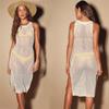 New Arrival Bikini Cover-ups Sexy See Through Sleevlesss Knee Length Women Summer Dress Beach Wear Swim Suit Cover Up