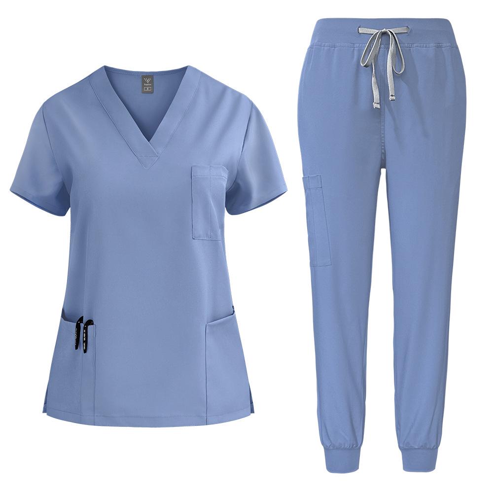 Unisex Quick-Dry Stretch Scrub Suit - Short Sleeve for Medical Professionals