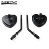 For Harley XL 883 X48 Fat Boy Heart Shape Rearview Mirror Side Motorcycle XL883N CVO Road Electra Glide Ultra Street Universal