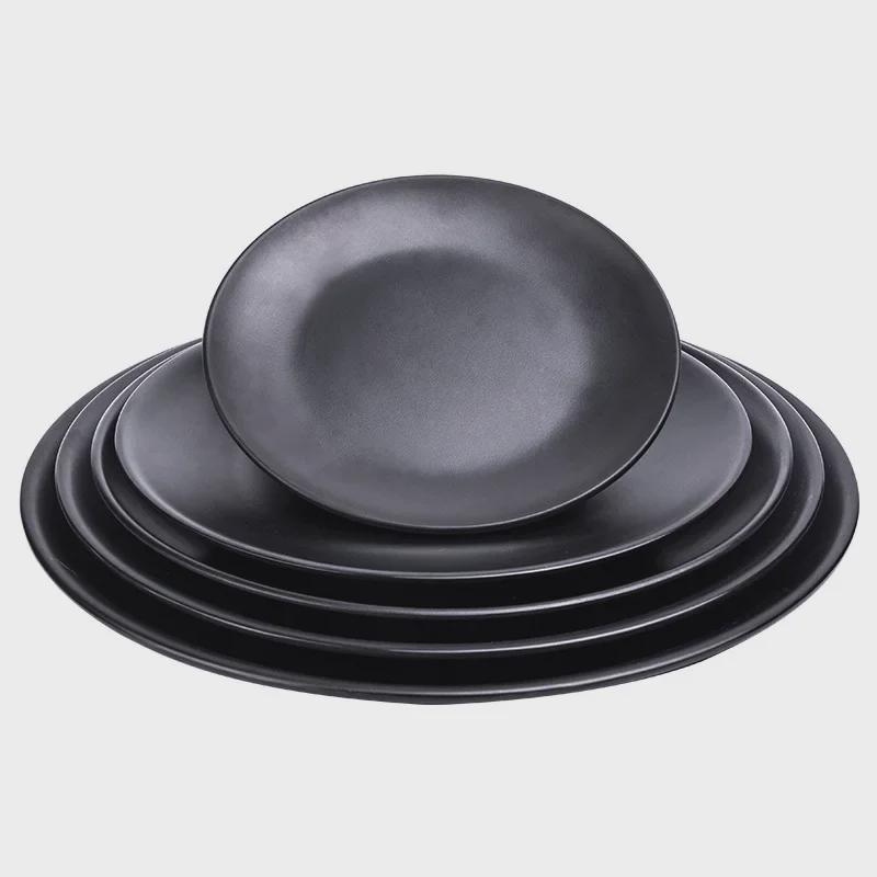 Melamine Black Imitation Porcelain Plate - Versatile Dish for Hot Pot, Barbecue, and Cold Dishes