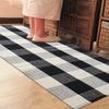 Bathroom Floor Mat Quick Absorbent Quick-Drying Anti-Slip Colorblock Plaid Printing Manual Braided