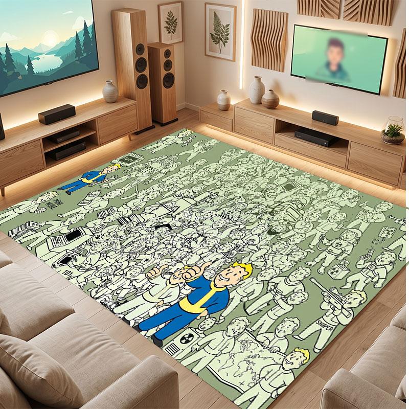 Fallout Vault Boy Rug Soft Thick Non Slip Floor Carpet for Bedroom Living Room Home Decor