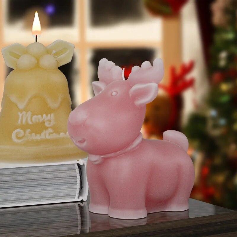 3D Christmas Snowman Elk Deer Silicone Candle Mold DIY Handmade Aromatherapy Gypsum Resin Crafts Making Home Xmas Decoration