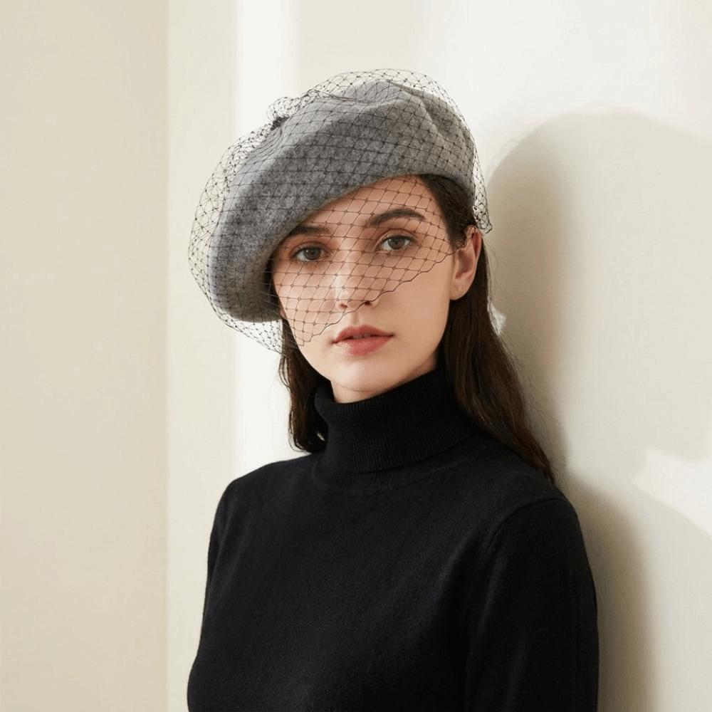 French Style Mesh Wool Beret Net Beanie Cap Elegant Painter Hat Girl
