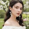 Versatile Pendant Earrings Resin Flower Earrings Elegant Fringe Hoop Earrings  Fashion Events