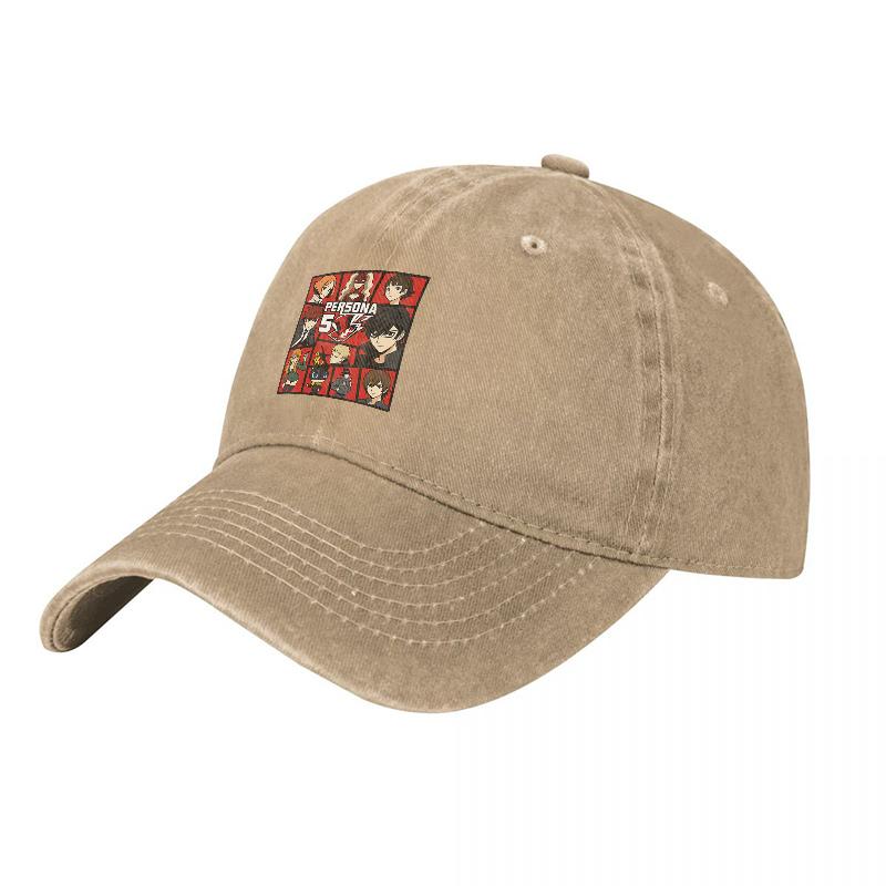 Persona Comic Panel Washed Cotton Baseball Cap Unisex Adjustable Snapback Hat for RPG Fans