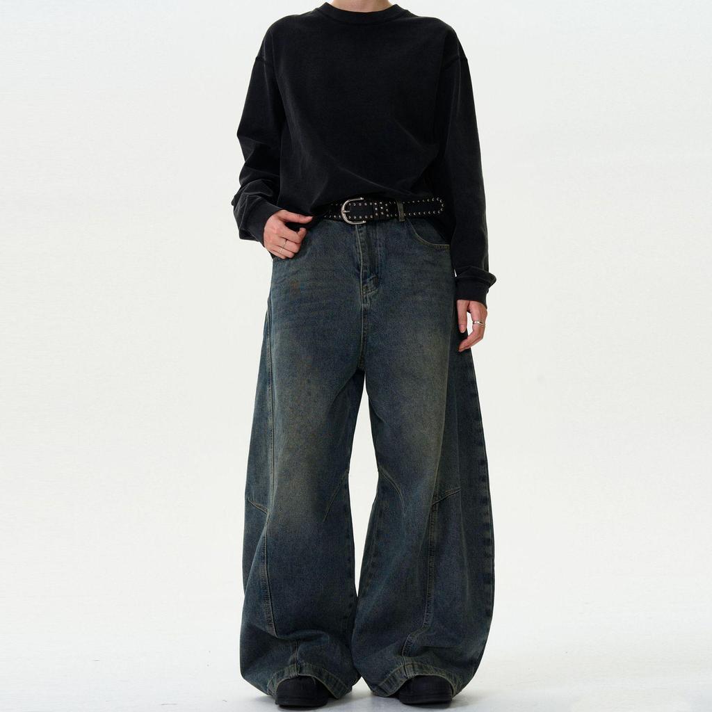 Американские Ретро Вываренные Потертые Джинсы Широкие Штанины - Унисекс Повседневный Тренд