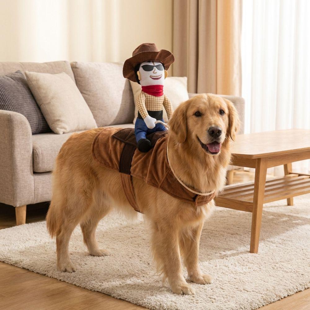 Novelty Dog Cosplay Costumes Adjustable Halloween Dog Clothes Dog Riding Denim Clothing  Gift