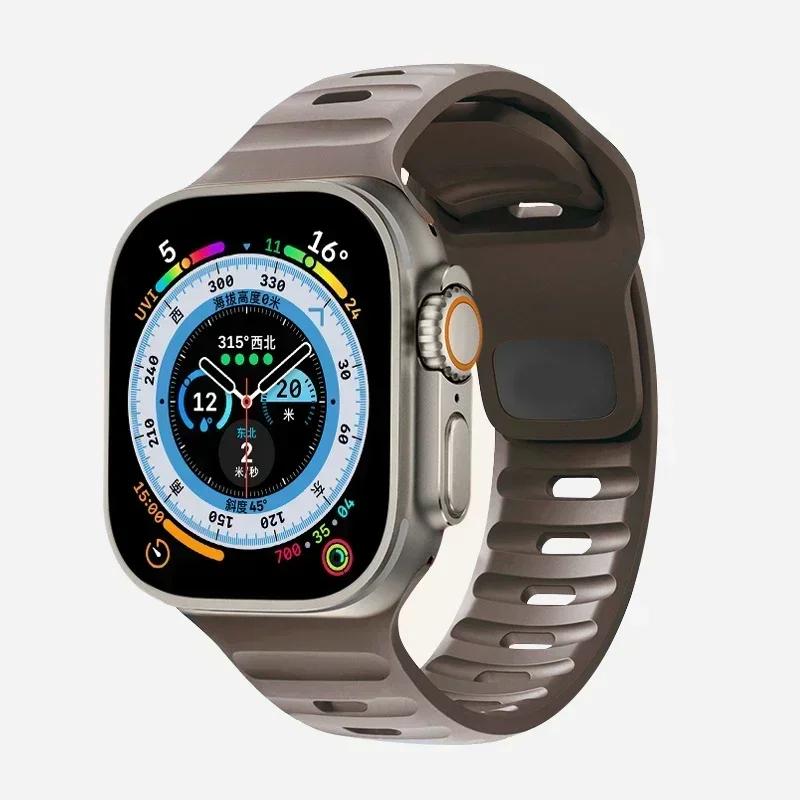 Мягкий силиконовый ремешок для Apple Watch Band Ultra 2, 49 мм, 44 мм, 45 мм, 42 мм, 41 мм, 42 мм, спортивный ремешок для часов iwatch Serise 5, 6, 7, 8, 9, браслет