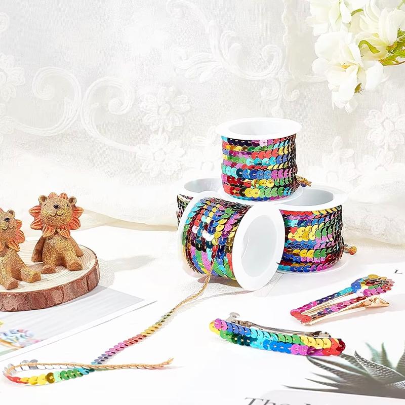 1 рулон ленты с пайетками для украшения платья, красочные украшения из пайеток, повязка на голову, 5 м, аксессуары для ткани ручной работы, катушка с отделкой