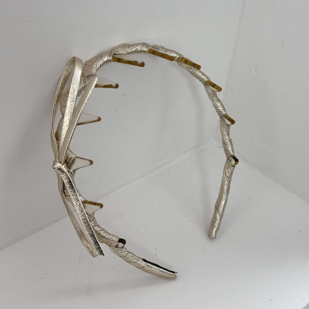 U-образная Волнистая Повязка на Волосы Тонкая Повязка из Искусственной Кожи Ретро Повязка на Голову с Бантом Девочка/Женщина