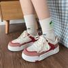 Summer New Muffin Thick Bottom Color Matching Lace Up Round Toe Women's Shoes Wheat Women's Casual Sports Skate Shoes Women's Fashion