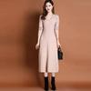 Knitted Dress Women Autumn Temperament V Neck Dress Spring and Autumn Solid Long Sleeve Sweater Long Dress Pullover Female