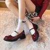 Q1-37 British Style French Retro Platform Mary Jane Love Single Shoes New Color Matching Flat Bottom Small Leather Shoes Women