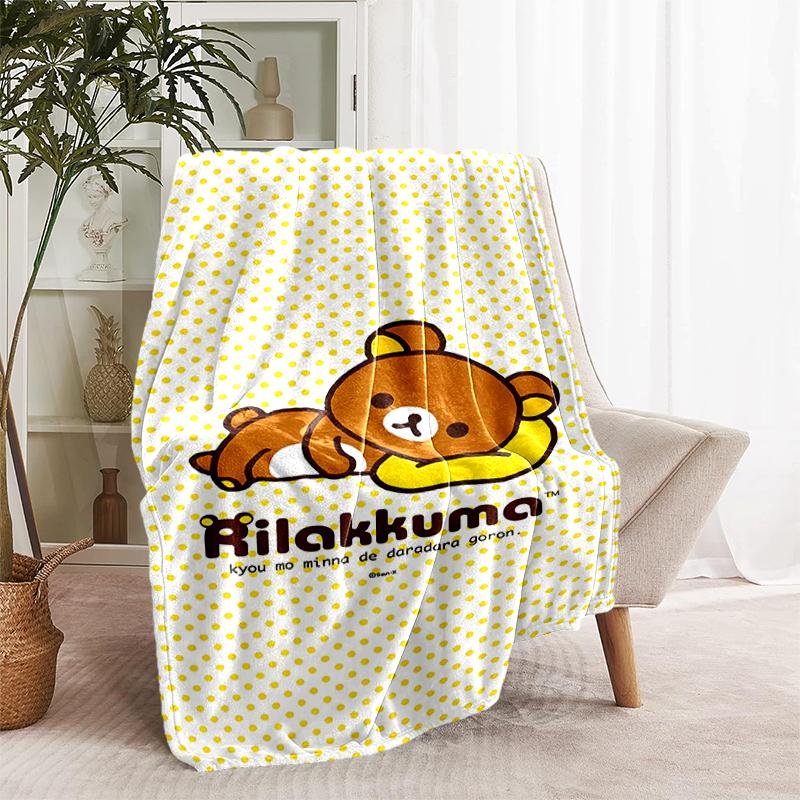 1pc Blanket Rilakkuma1 Print Design, Lightweight Blanket for Sofa, Bed- Soft &Warm, Gift for All Seasons like Christmas, Halloween