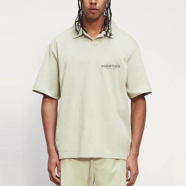 Fear of God Essentials Лето/Осень 2020 Поло с принтованным логотипом Прямого кроя Унисекс Топы Шалфейный FOG-FW20-307