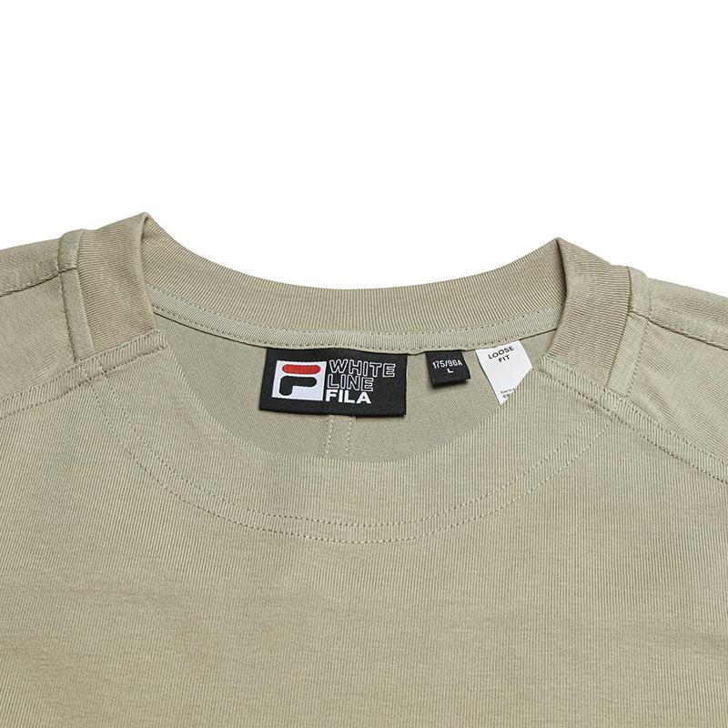 Fila Белая простая удобная повседневная футболка с коротким рукавом мужские топы Дымчатый хаки F61M623104F-LK