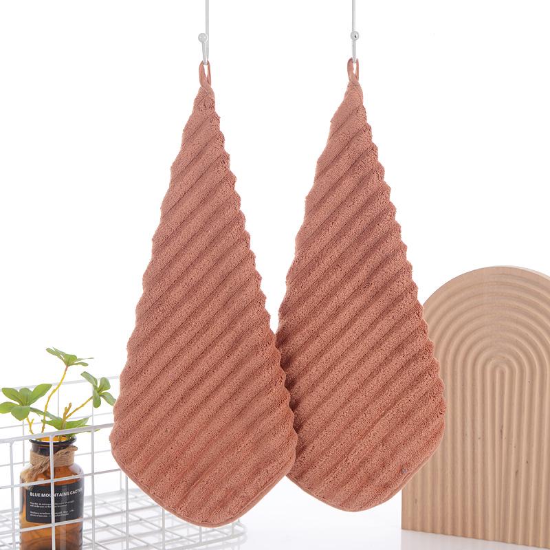 Candy Stripe Coral Fleece Quick-Dry Towel - Soft, Absorbent, Lint-Free, Hanging Hand Towel for Kitchen & Bathroom