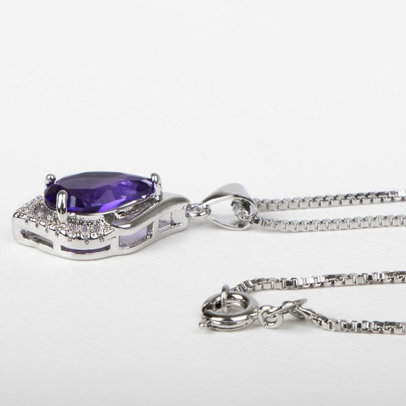 BELLA BOX Hot-selling Purple Water Shape Temperament Classic Necklaces Pendants For Women Wedding Engagement Female Gifts Jewelry