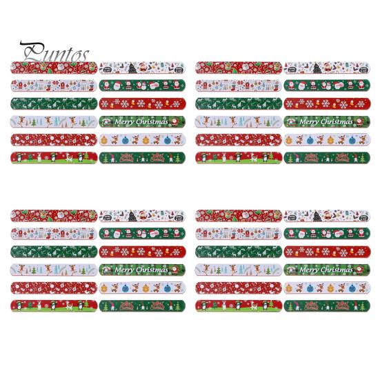 12/24/48 шт., рождественские браслеты с рисунком Санта-Клауса и оленей, круглые браслеты с хлопком для детей и взрослых