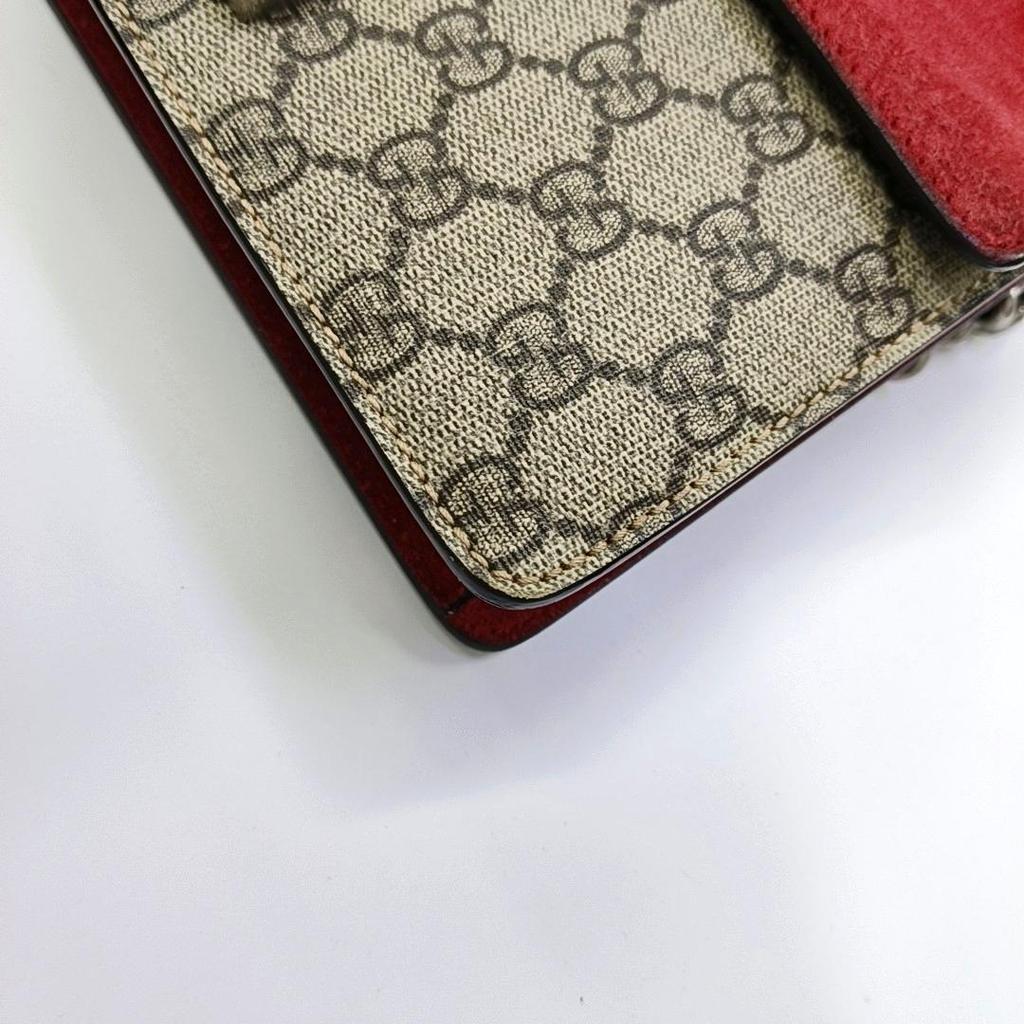 [Pre-Owned] Dionysus Textured Tiger Head Spur Buckle Logo Print Canvas And Suede Chain Shoulder Bag - Good #1N79EDF