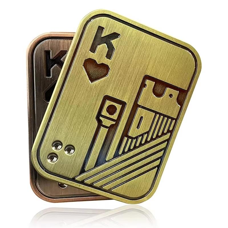 1 шт. Покер A K Металлический Push Poker EDC Наконечник пальца Гироскоп Игрушка Декомпрессия Металлическая Двухслойная Покерная карта Офисная Повседневная Игрушка Вращалка для пальцев